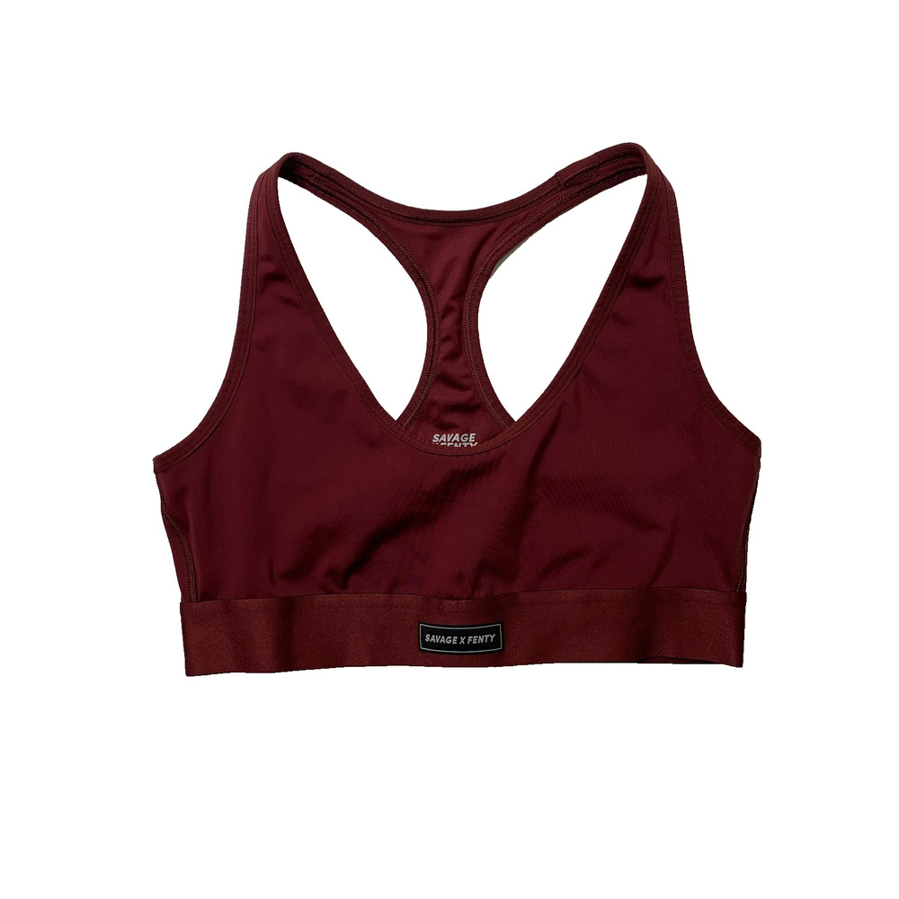 Savage X Fenty Sports Bra Womens 12 14 Burgundy Spotlight Racerback Low Impact